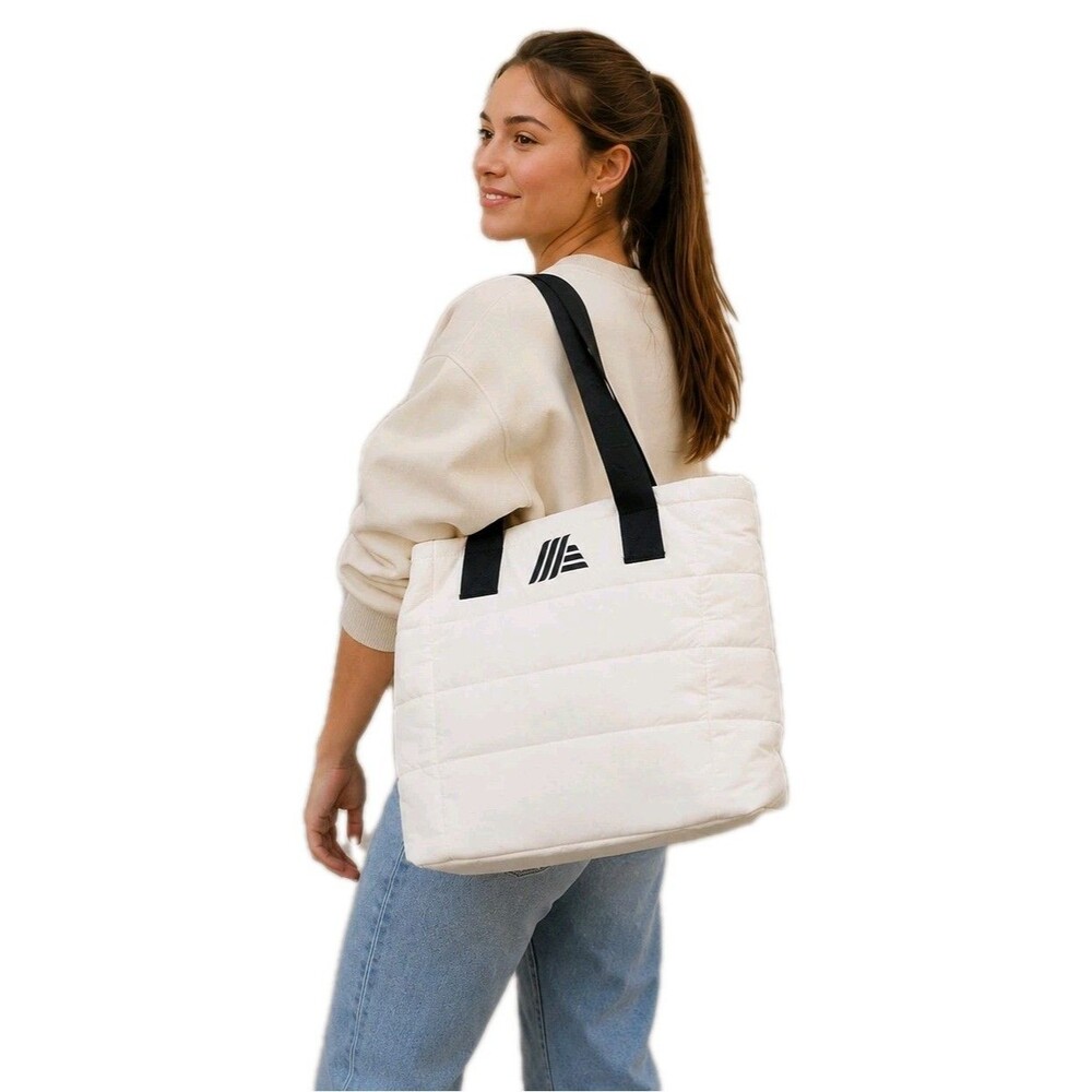 ALDI Gear Quilted Tote Bag White Puffer Shoulder Tote Nylon NWOT Lightweight...